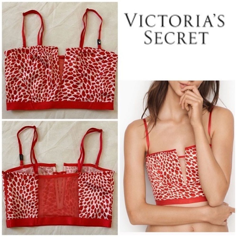 victoria secret leopard Lips Plunge Bustier